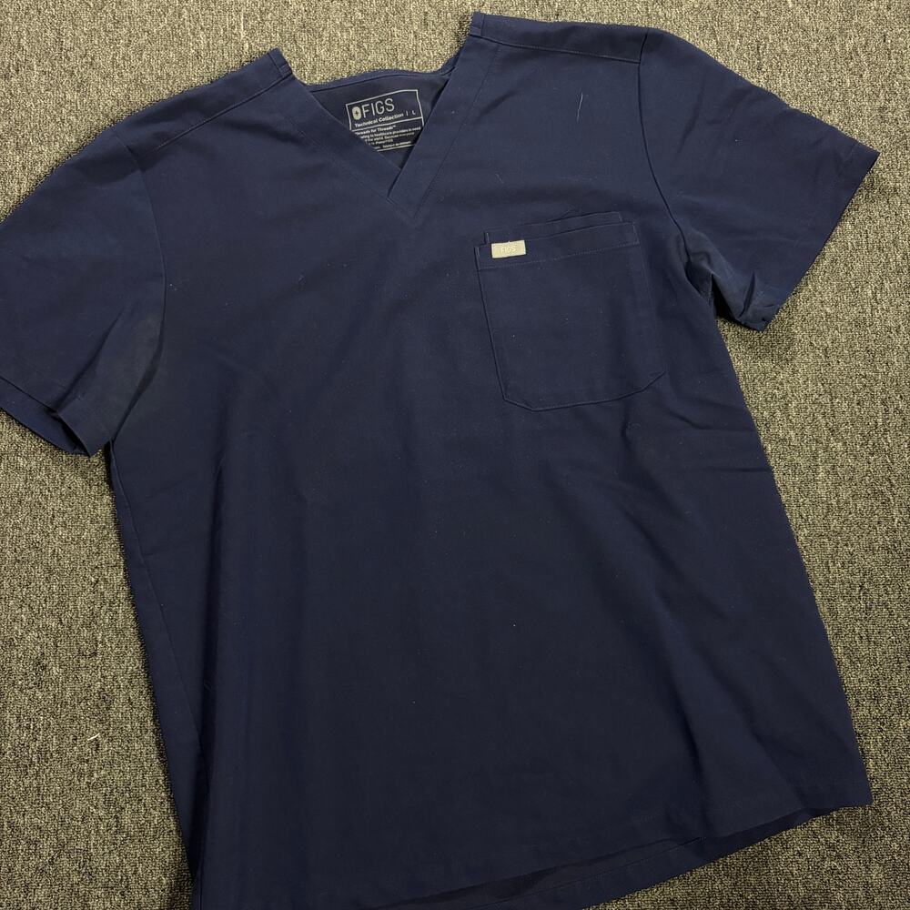 Vintage Y2k Figs Technical Collection Navy Scrubs Short Sleeve Top Women's Large